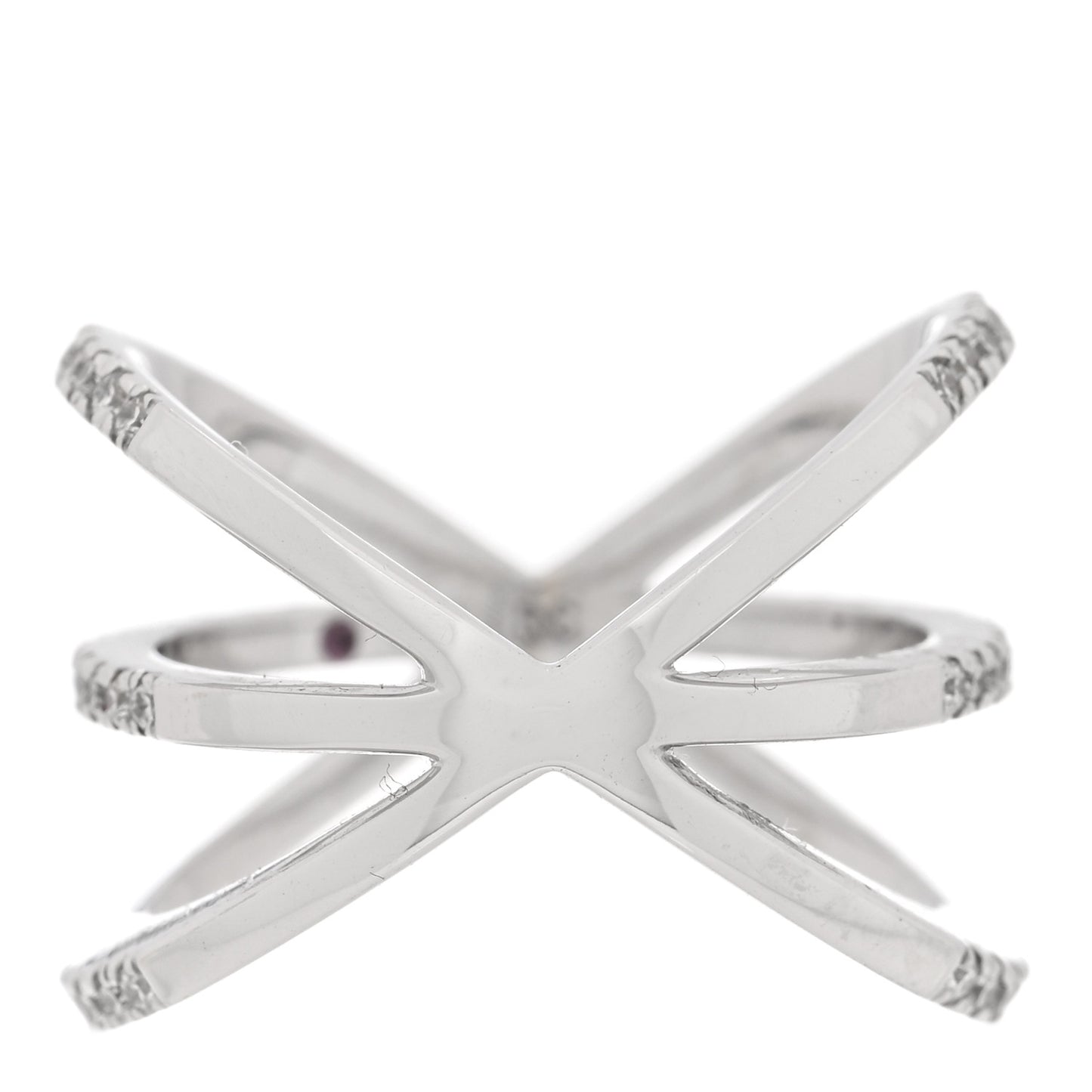 18K White Gold Diamond Double Crisscross Ring 53 6.5