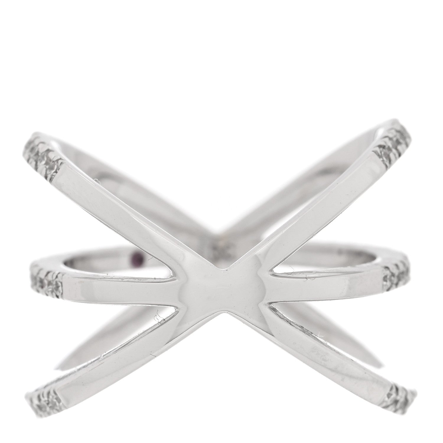 Roberto Coin 18K White Gold Diamond Double Crisscross Ring 53 6.5 3 of 4