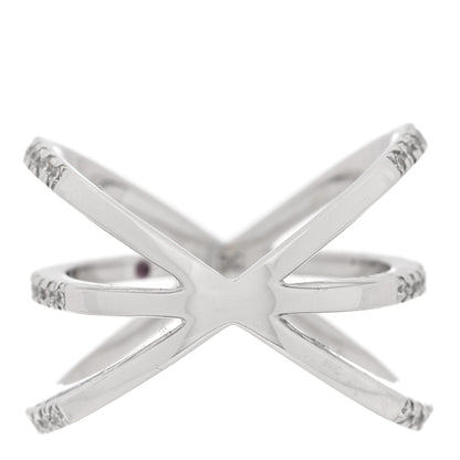Roberto Coin 18K White Gold Diamond Double Crisscross Ring 53 6.5 3 of 4