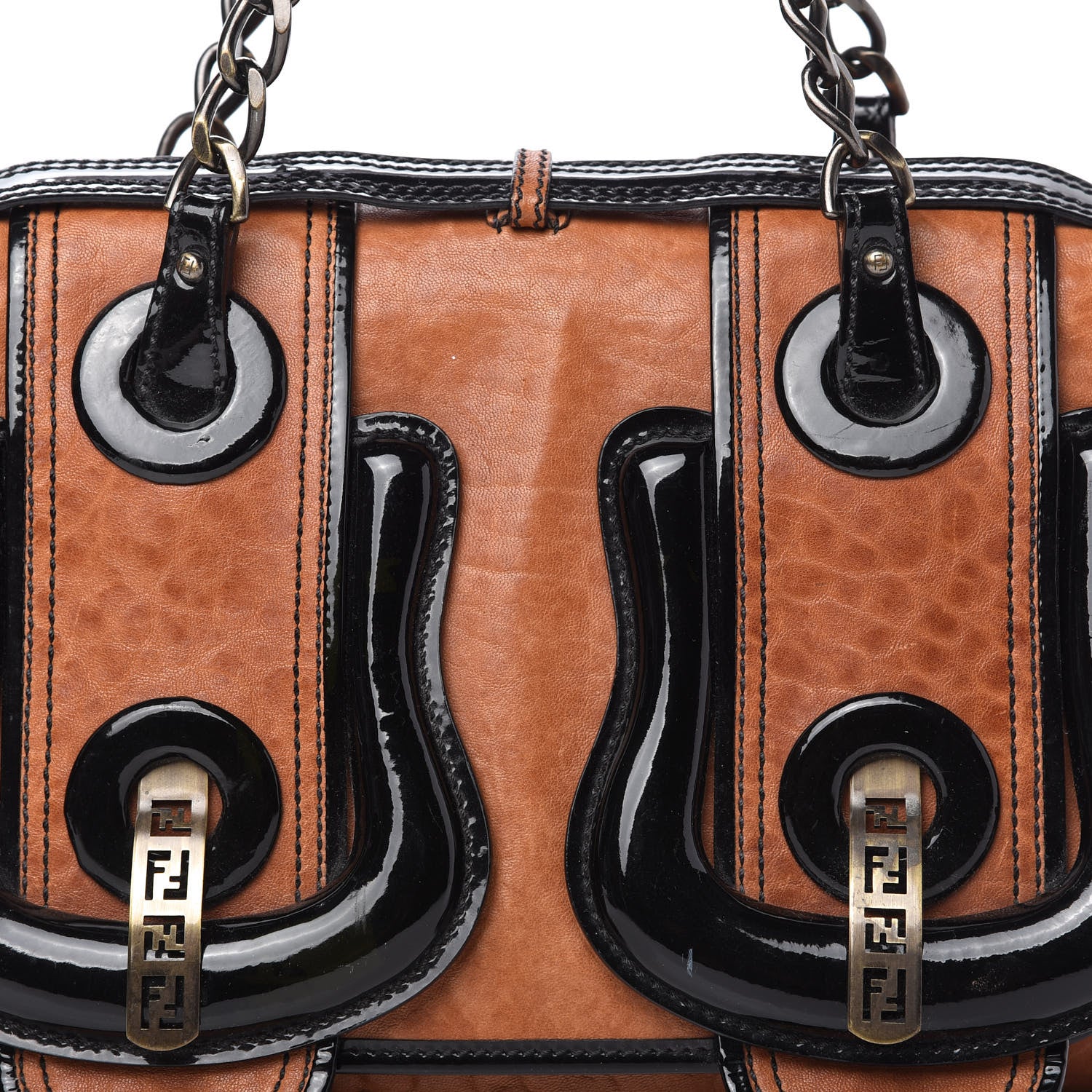 Fendi Nappa Patent B Bag Osso Black 10 of 10