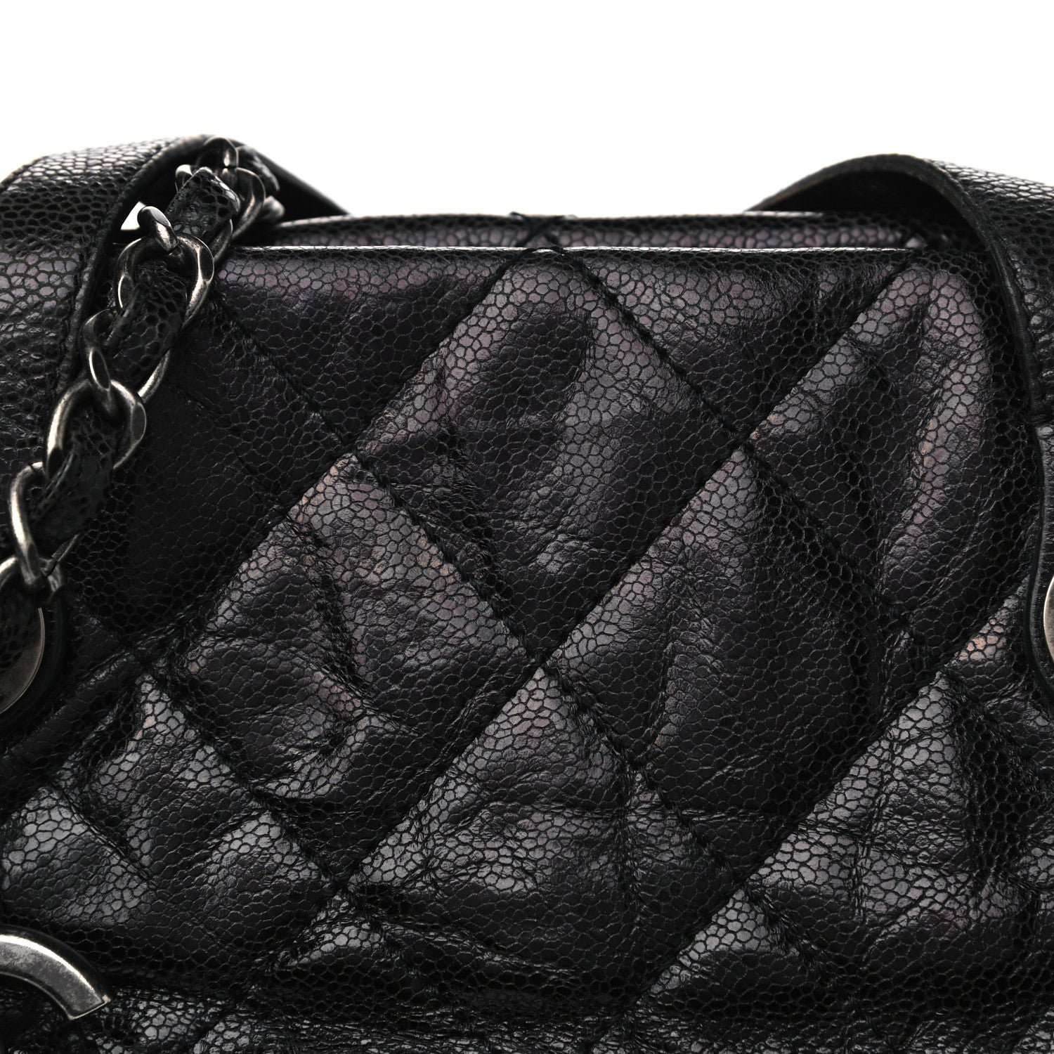 Chanel Crumpled Grained Calfskin Quilted CC Crave Tote Black 9 of 22