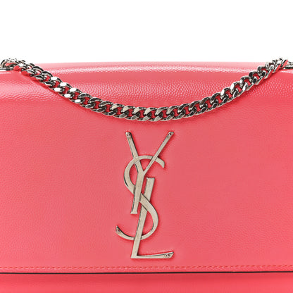 Saint Laurent Patent Grain de Poudre Small Monogram Kate Satchel Neon Pink 7 of 9