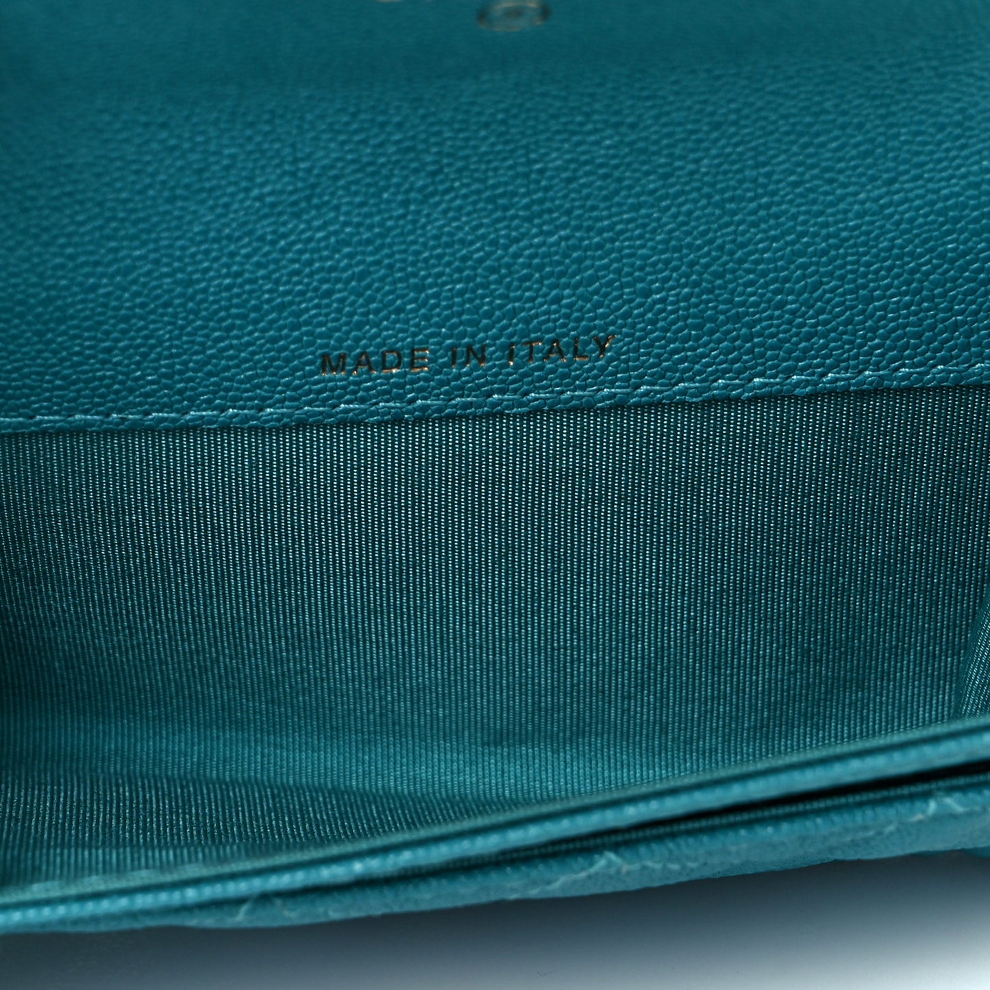 Caviar Quilted Boy Flap Card Holder Turquoise