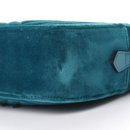 Gucci Velvet Matelasse Small GG Marmont Chain Shoulder Bag Pavone Cyan 9 of 10