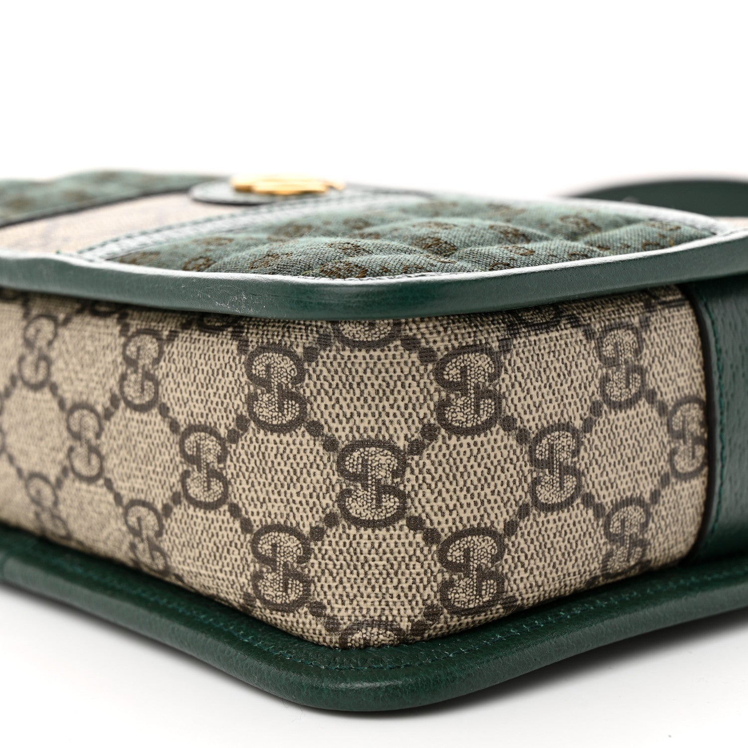 Gucci Monogram GG Mignon Textured Dollar Calfskin GG Supreme Monogram Quilted Mini GG Shoulder Bag Green Beige Ebony 10 of 12