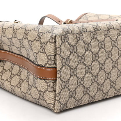 Gucci GG Supreme Monogram Emblem Medium Tote Bag Beige Dark Brown 8 of 9