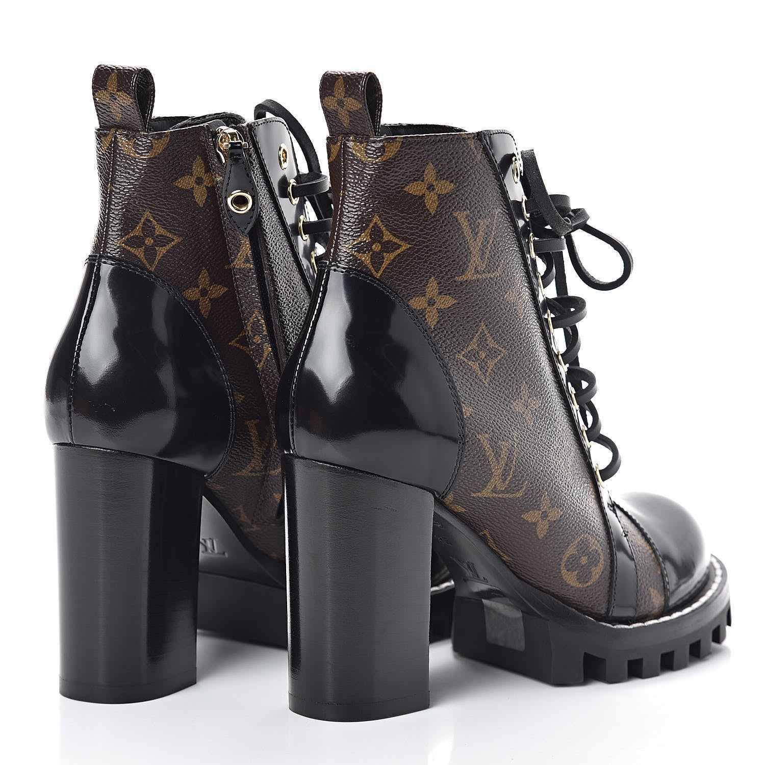Louis Vuitton Patent Calfskin Monogram Star Trail Ankle Boots 36 Black 4 of 7