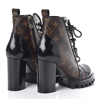 Louis Vuitton Patent Calfskin Monogram Star Trail Ankle Boots 36 Black 4 of 7