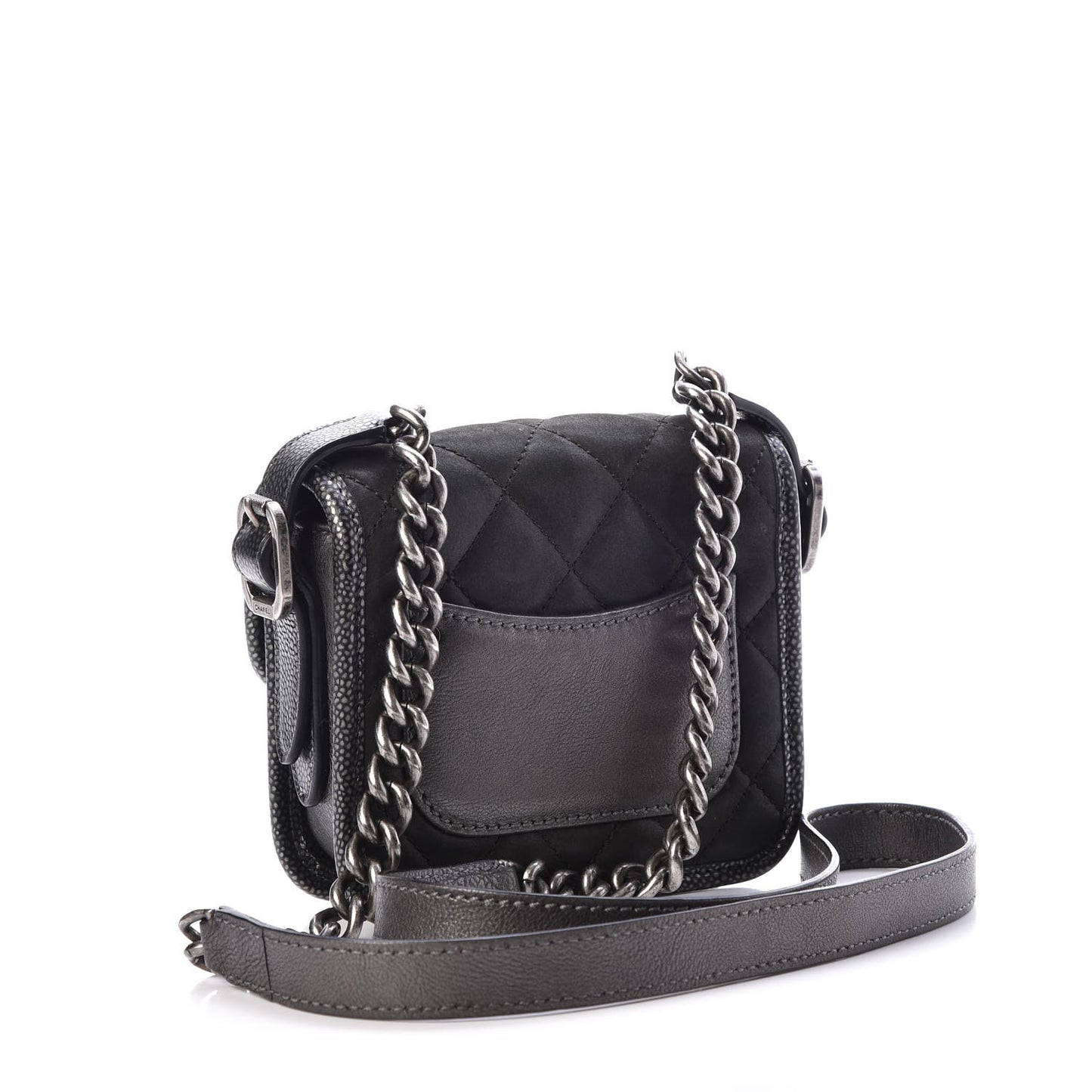 Iridescent Calfskin Mini Back To School Crossbody Flap Anthracite