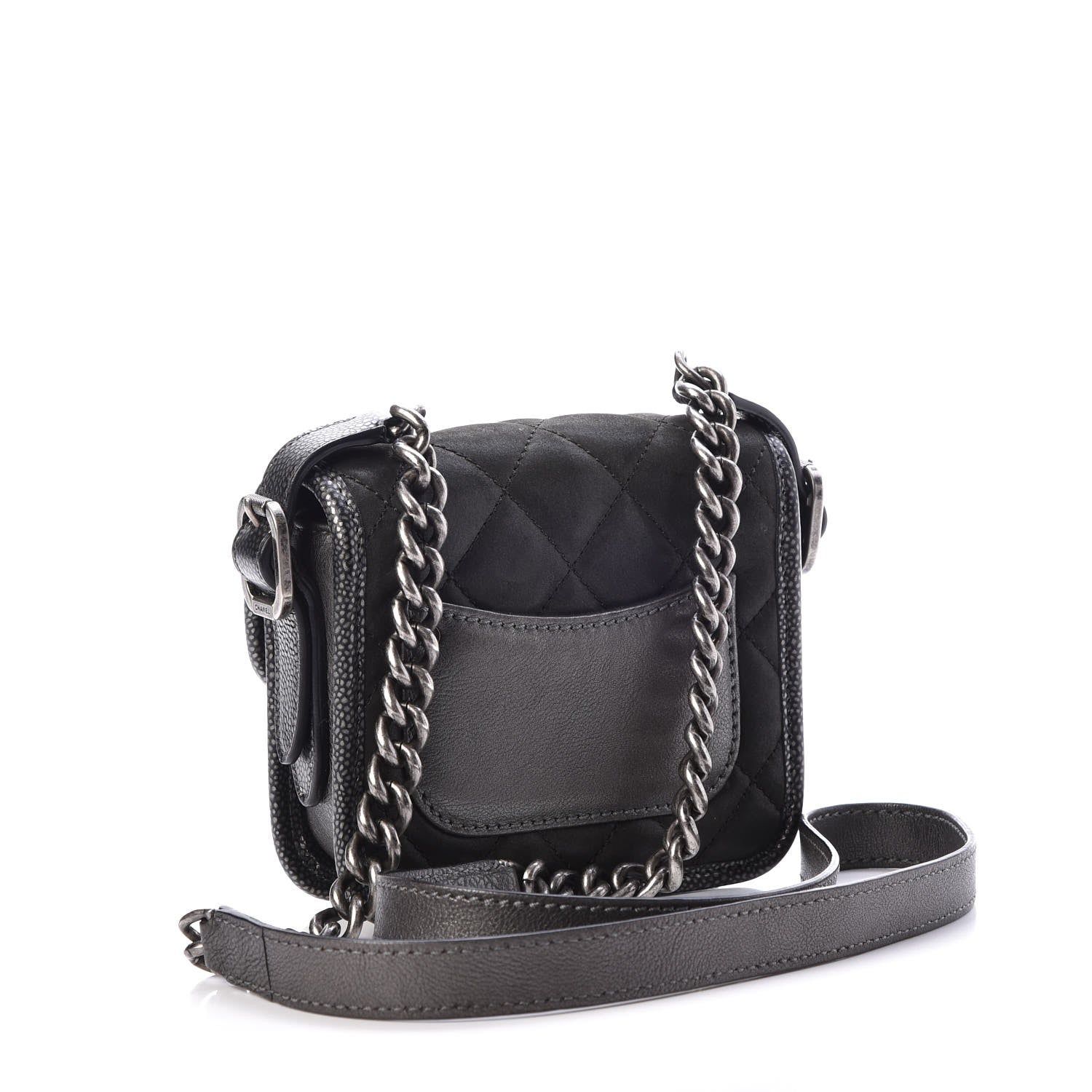Chanel Iridescent Calfskin Mini Back To School Crossbody Flap Anthracite 4 of 8