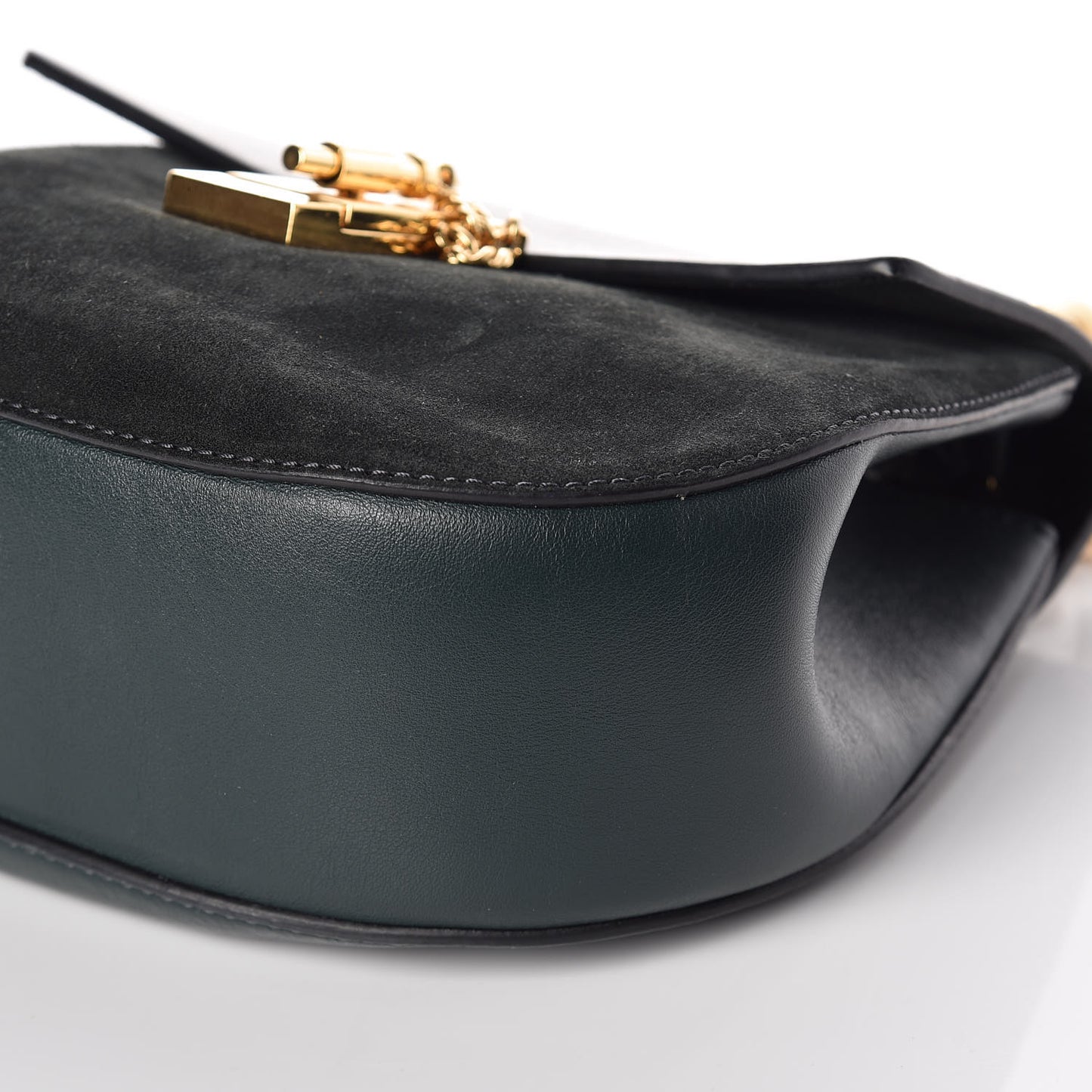 Suede Smooth Calfskin Drew Shoulder Bag Intense Green