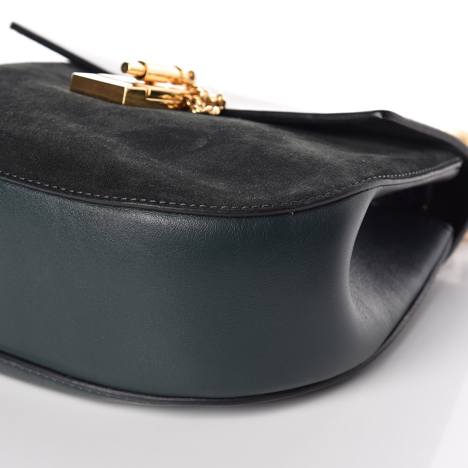 Chloe Suede Smooth Calfskin Drew Shoulder Bag Intense Green 9 of 9
