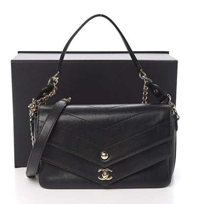 Chanel Sheepskin Chevron Quilted Mini Double Chevron Flap Black 12 of 12