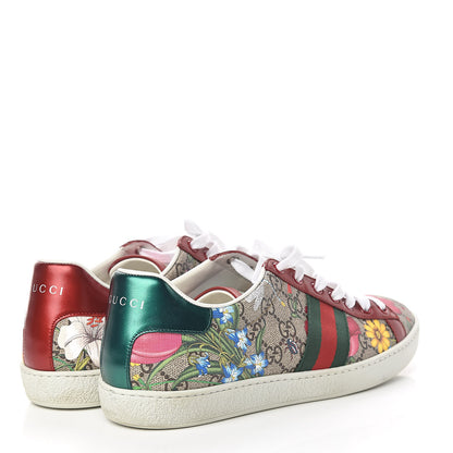 Gucci GG Supreme Monogram Flora Web Womens Ace Sneakers 42 Beige Multicolor Rosso 4 of 13