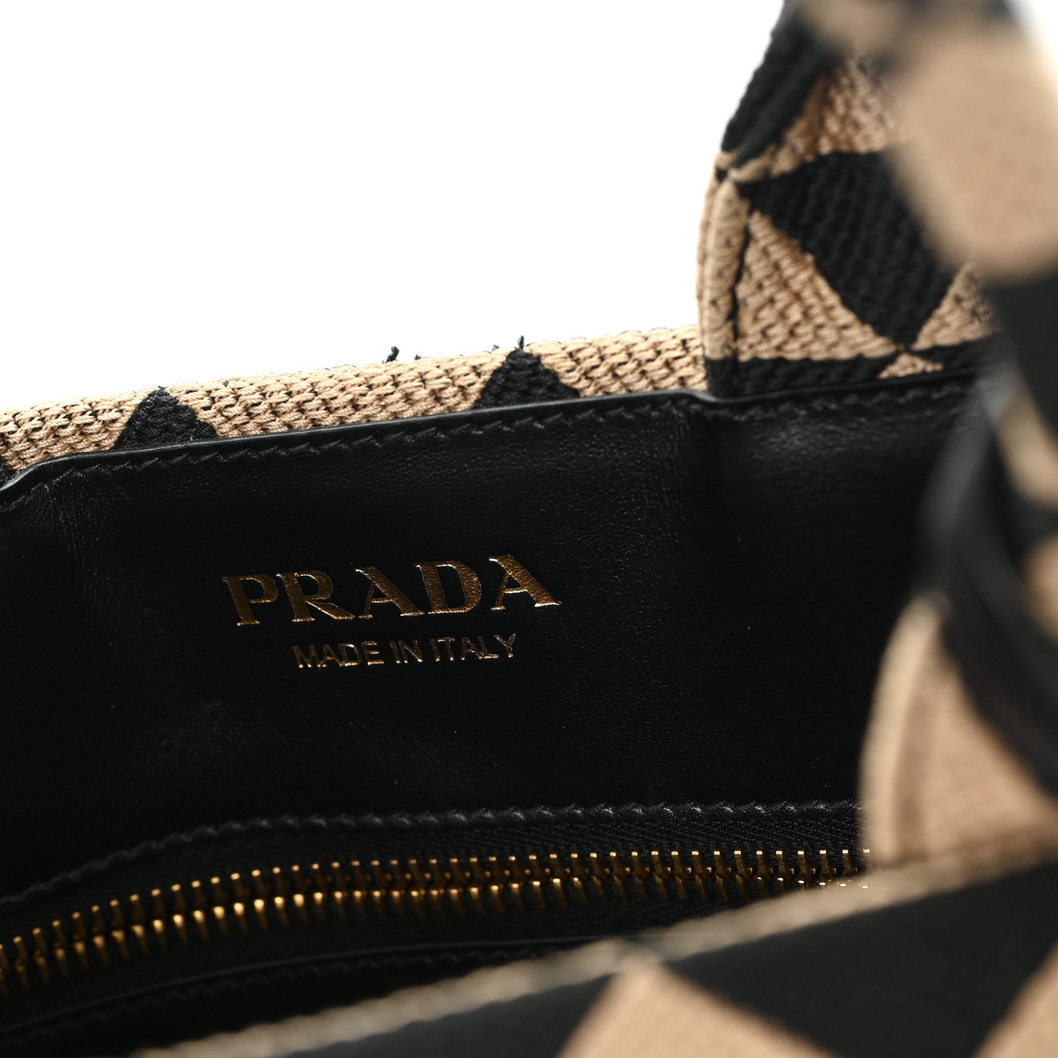Prada Jacquard Saffiano Triangolo Symbole Embroidered Small Tote  Black Corda 6 of 9