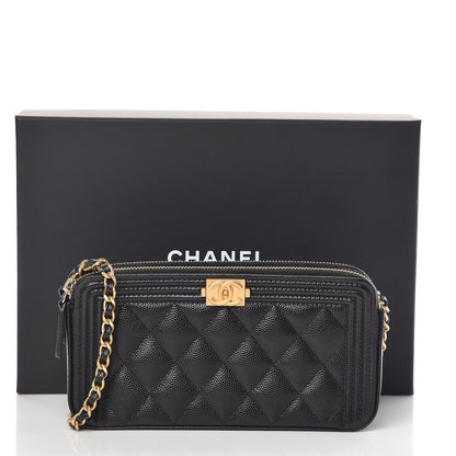 Chanel Caviar Quilted Small Boy Clutch With Chain Black 12 of 12