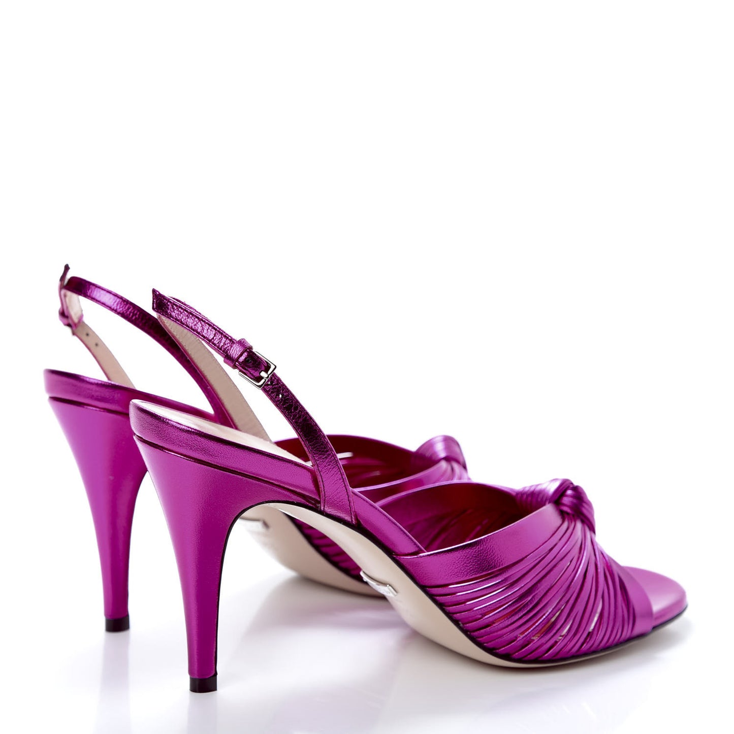 Metallic Nappa Crawford Knot Slingback Sandals 38.5 Fuchsia