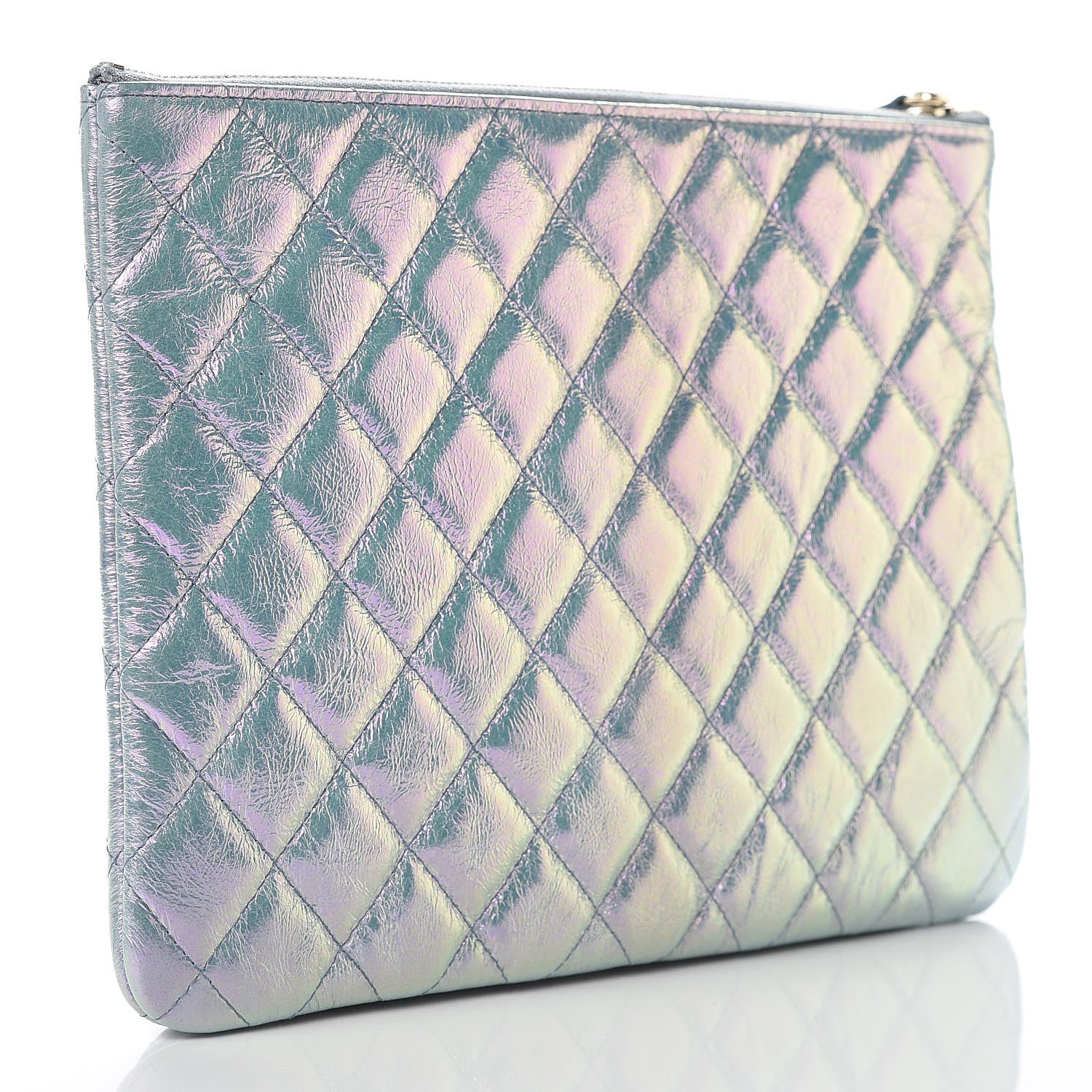 Chanel Iridescent Crumpled Lambskin Double Cosmetic Case Light Blue 4 of 15