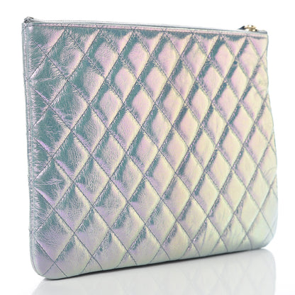 Chanel Iridescent Crumpled Lambskin Double Cosmetic Case Light Blue 4 of 15