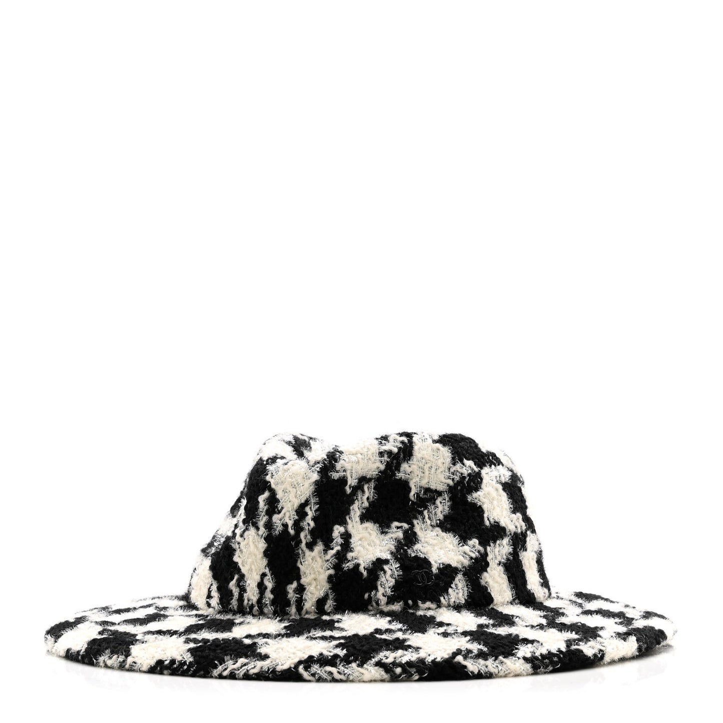 Cashmere Houndstooth CC Fedora Hat M White Black