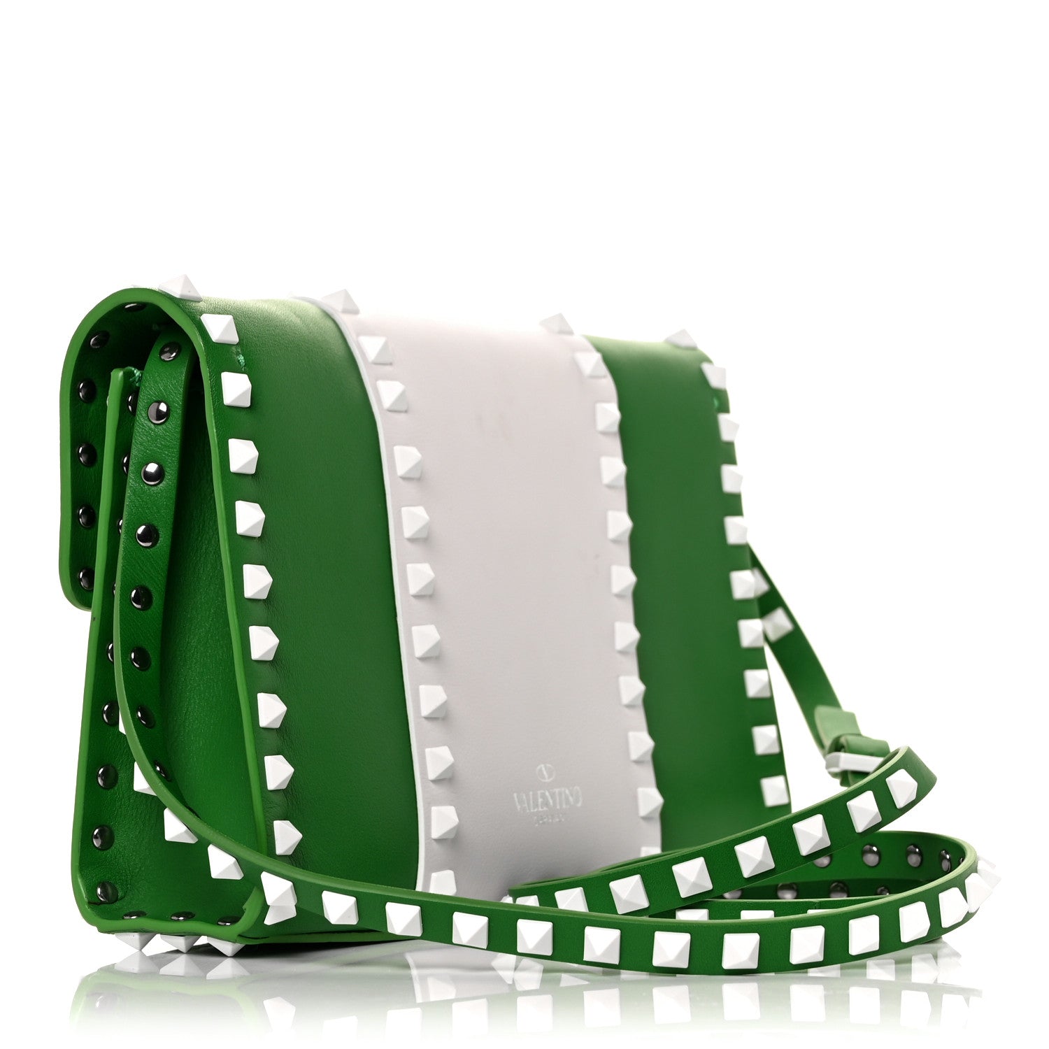 Valentino Garavani Vitello Colorblock Medium Free Rockstud Flip Lock Crossbody Bag Peppermint White 2 of 7