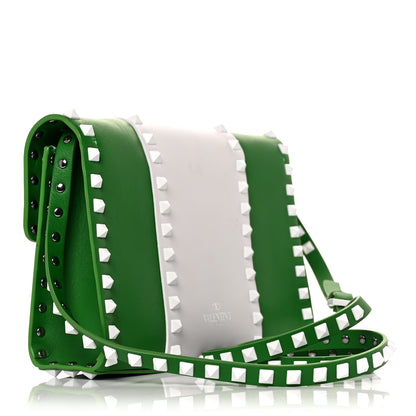 Valentino Garavani Vitello Colorblock Medium Free Rockstud Flip Lock Crossbody Bag Peppermint White 2 of 7