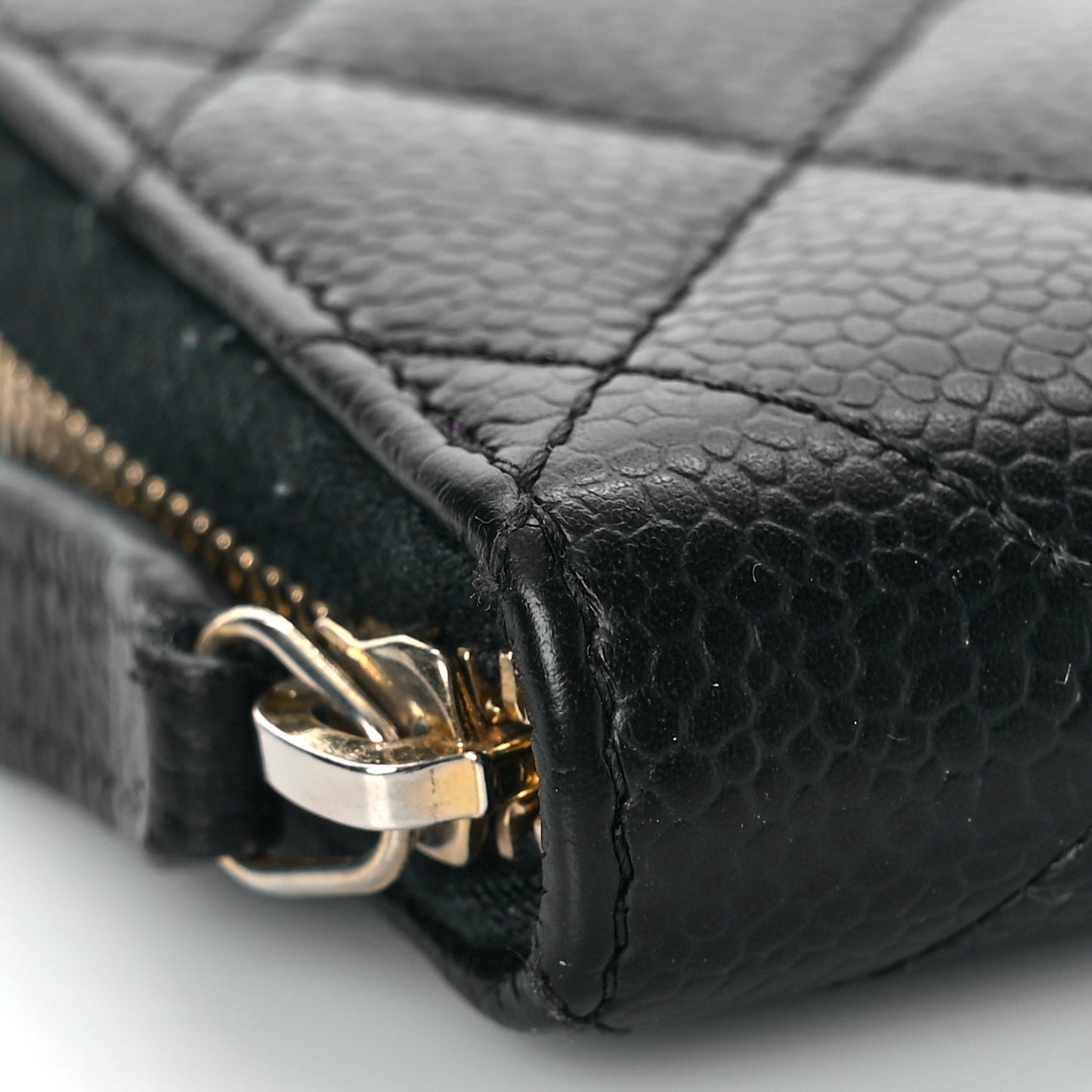 Caviar Quilted Zip Coin Purse Black