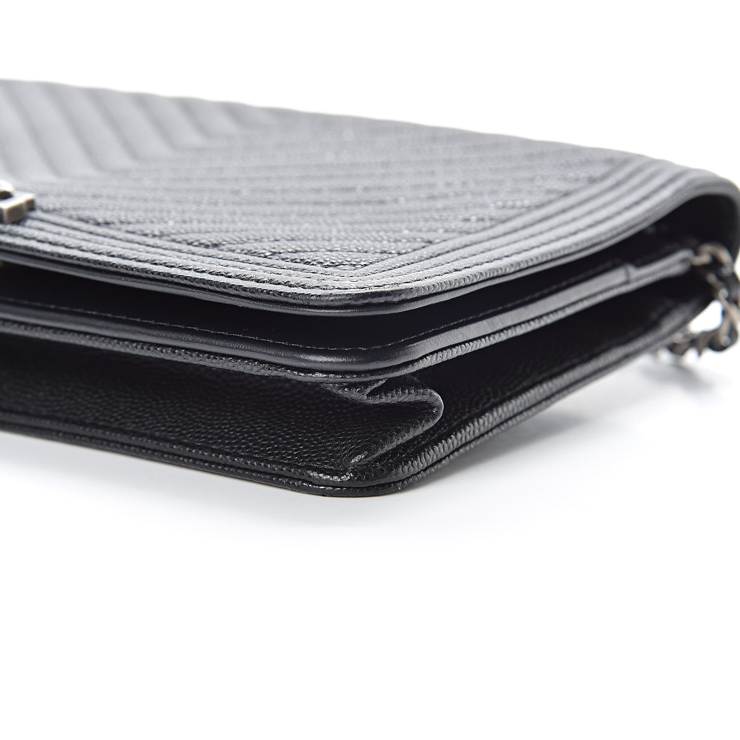 Chanel Caviar Chevron Quilted Boy Wallet On Chain WOC Black 11 of 13