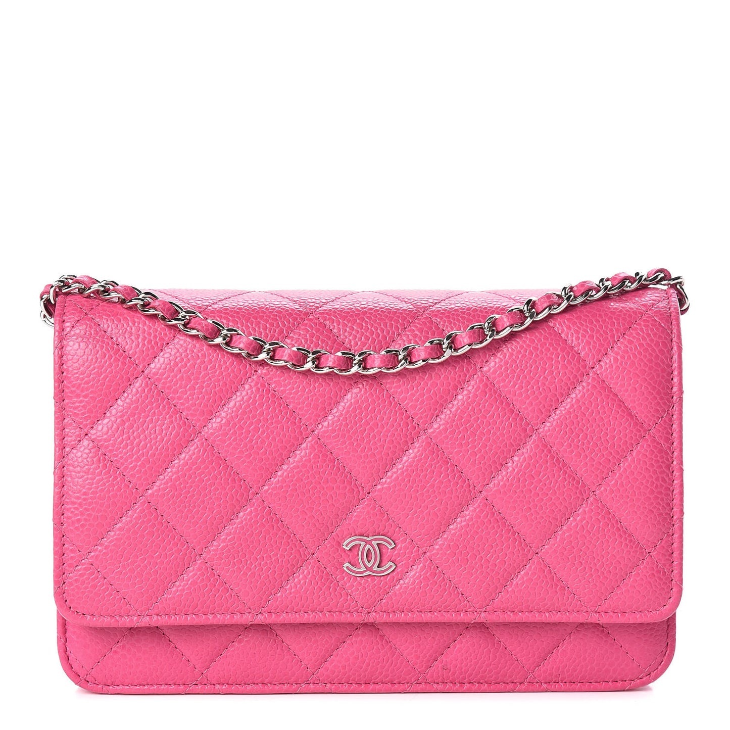 Caviar Quilted Wallet on Chain WOC Pink