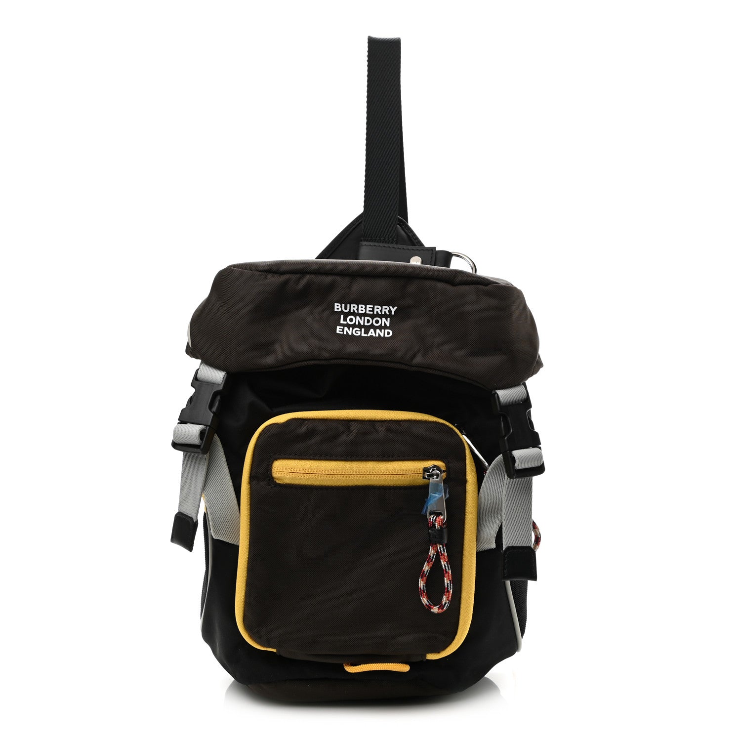 Burberry Nylon Medium Leo Sling Bag Black Yellow Grey 1 of 8