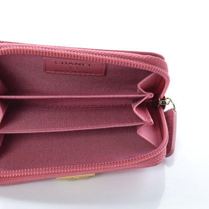 Chanel Caviar Chevron Zip Around Boy Coin Purse Wallet Dark Pink 5 of 8