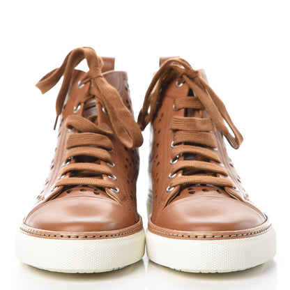 Hermes Calfskin Perforated Jimmy High Top Sneakers 38 Naturel 2 of 9