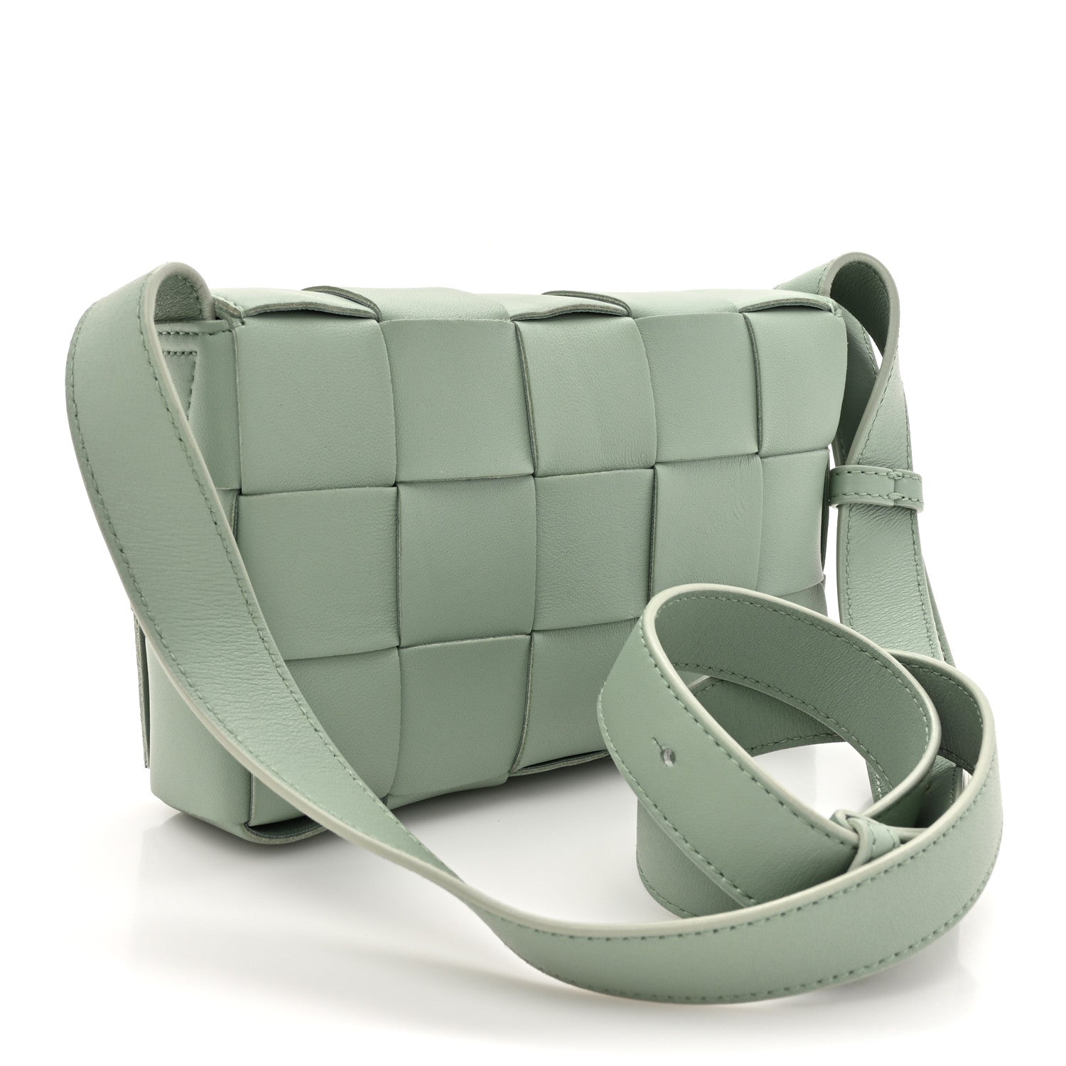 Bottega Veneta Lambskin Maxi Intreccio Small Cassette Crossbody Bag New Sauge 3 of 12