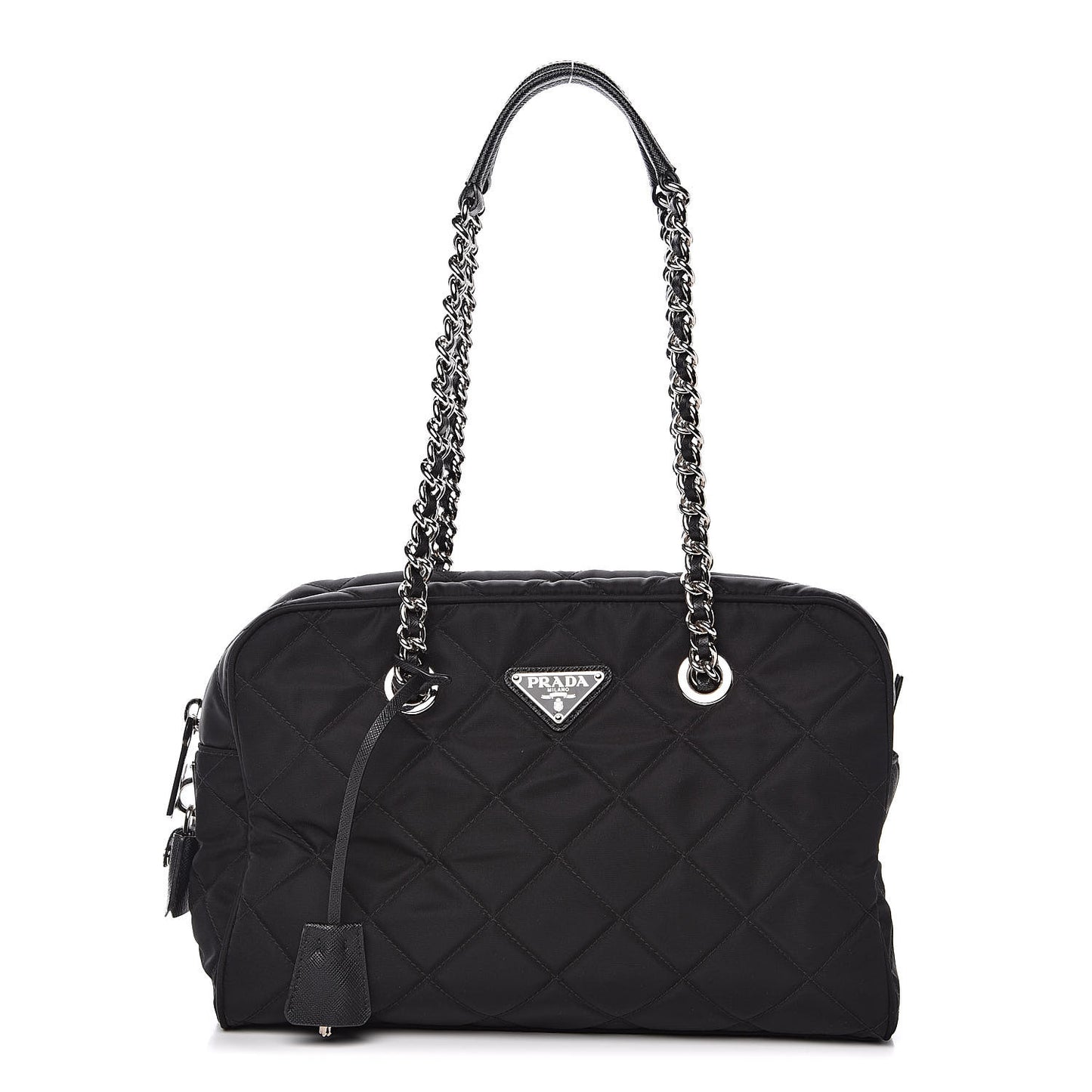 Nylon Tessuto Impuntu Quilted Shoulder Bag Black