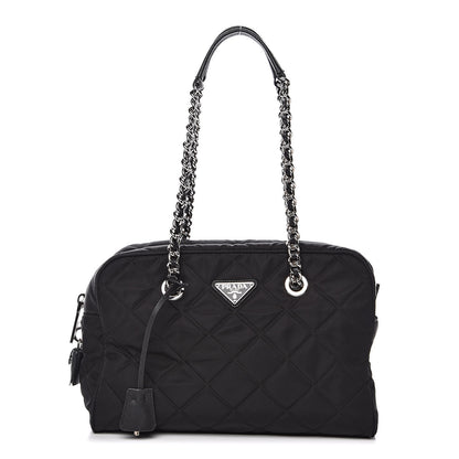 Prada Nylon Tessuto Impuntu Quilted Shoulder Bag Black 1 of 9