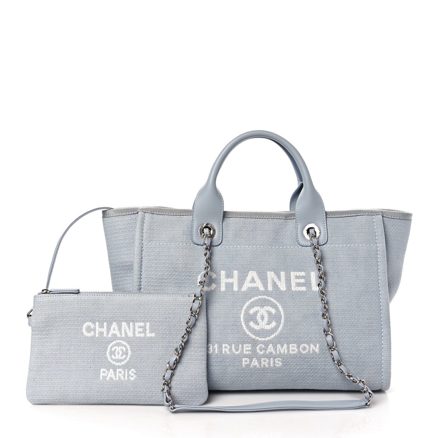 Chanel Mixed Fibers Small Deauville Tote Blue 1 of 9