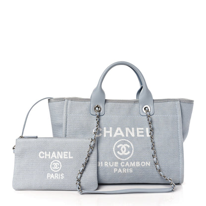 Chanel Mixed Fibers Small Deauville Tote Blue 1 of 9