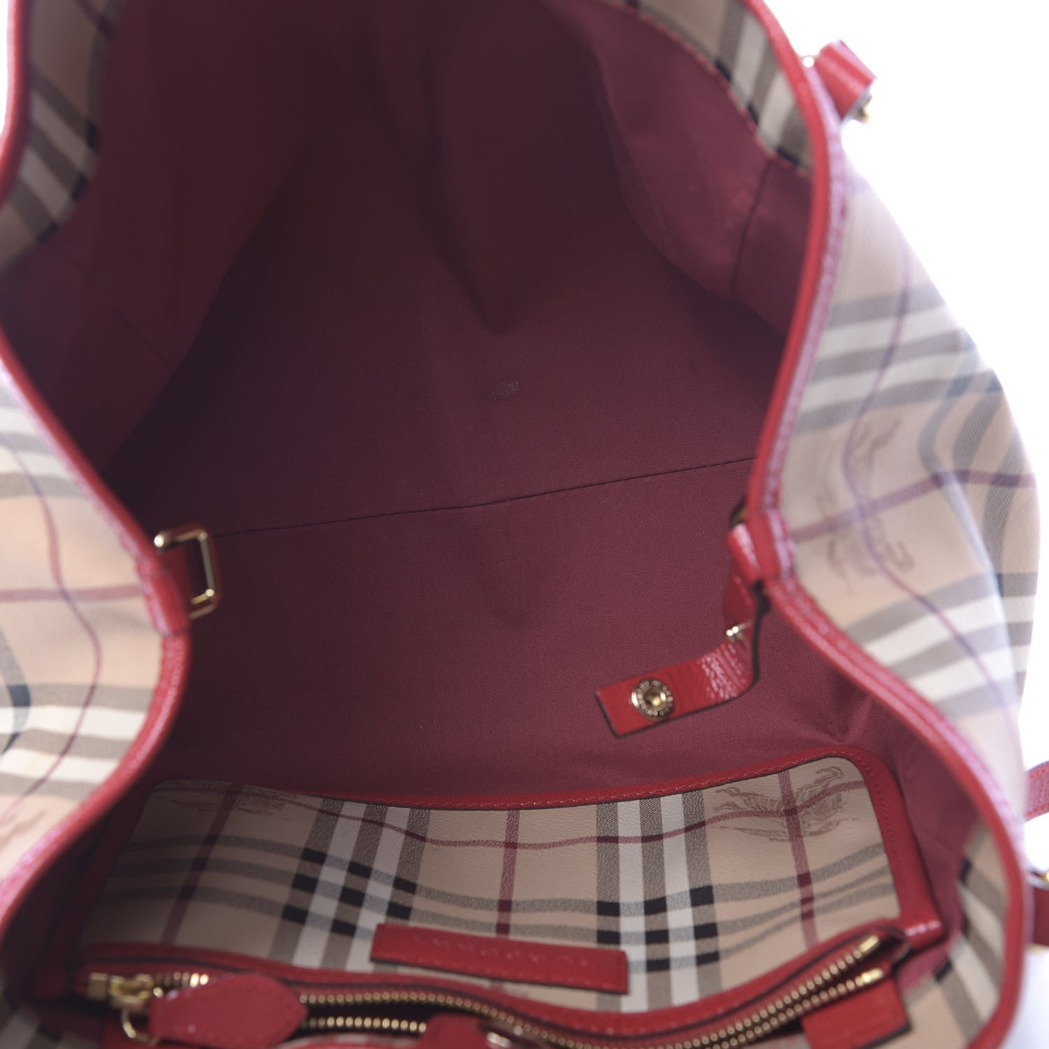 Burberry Haymarket Check Small Canterbury Tote Military Red 6 of 12