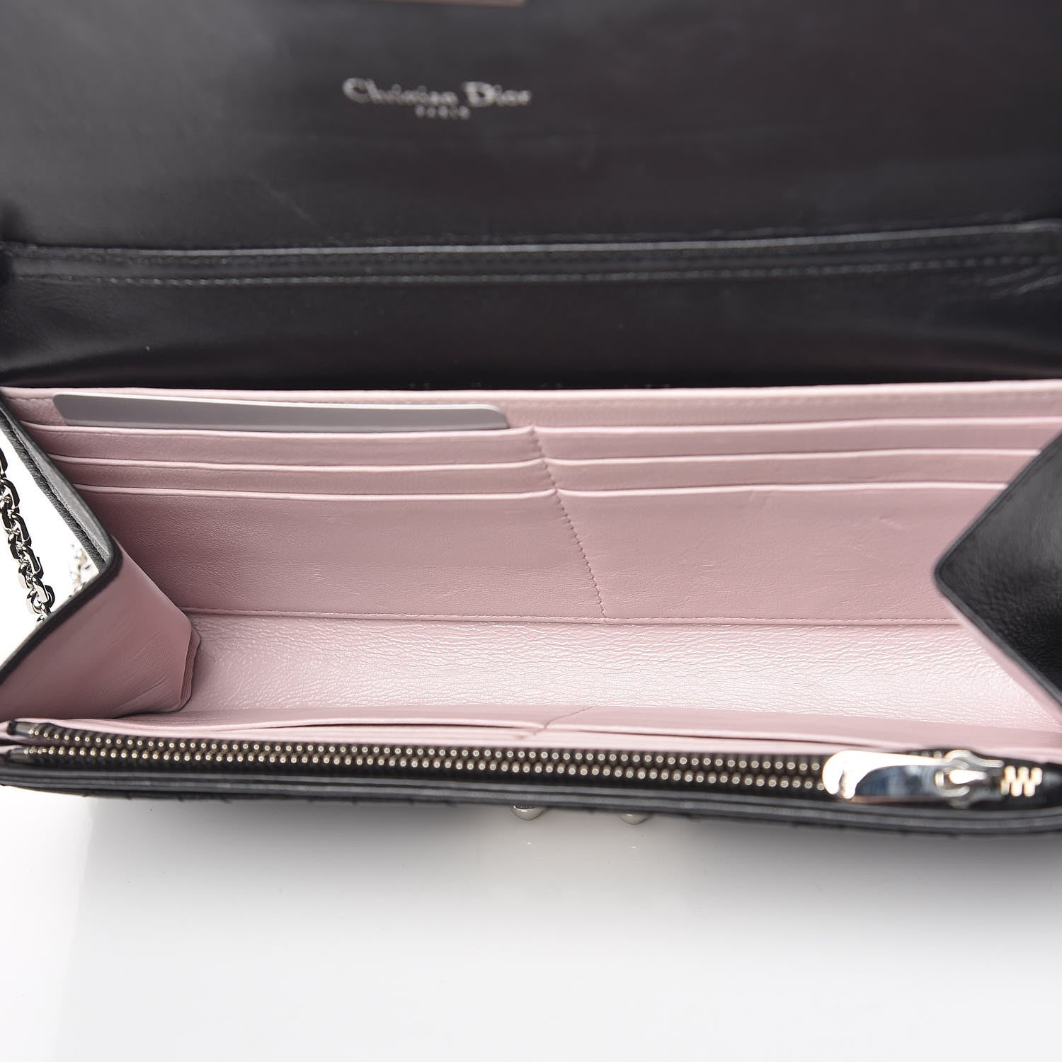 Christian Dior Lambskin Cannage Miss Dior Chain Wallet Black 7 of 10