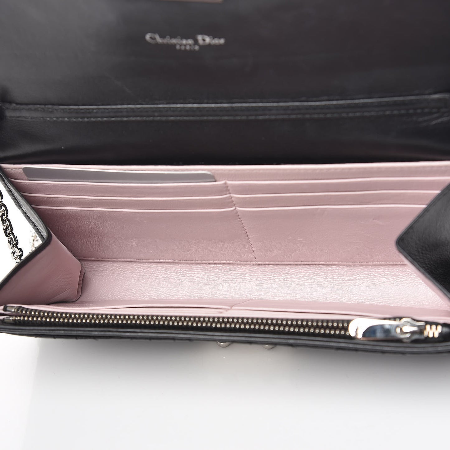 Lambskin Cannage Miss Dior Chain Wallet Black