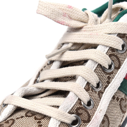Gucci GG Monogram Web Womens 1977 Tennis Sneakers 38 Beige Ebony Mystic White 12 of 19