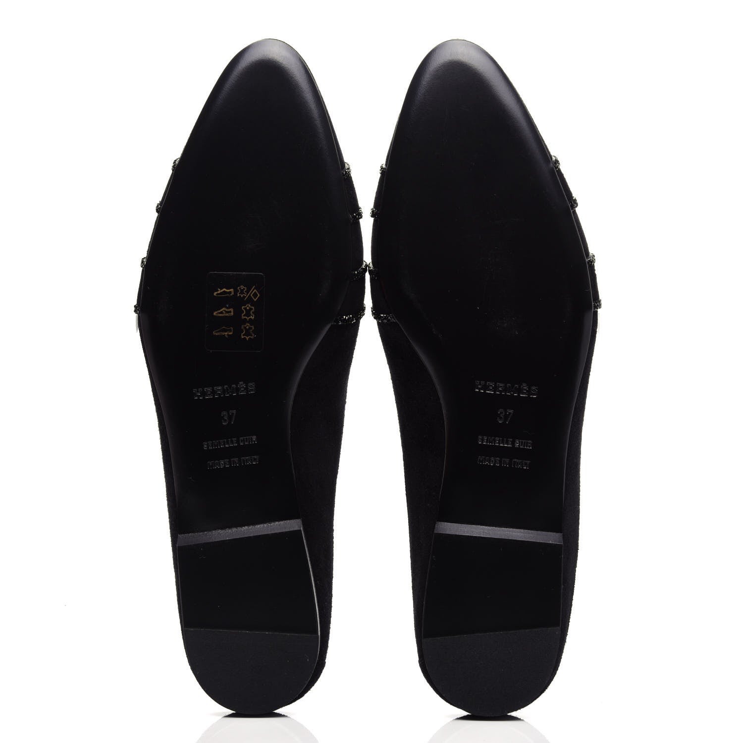 Hermes Suede Goatskin Rhinestone Roxane Mules 37 Black 6 of 10