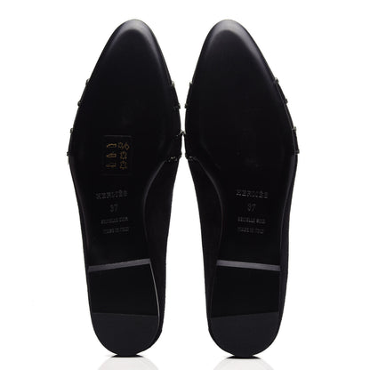Hermes Suede Goatskin Rhinestone Roxane Mules 37 Black 6 of 10