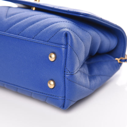Chanel Caviar Chevron Quilted Mini Coco Handle Flap Blue 6 of 10