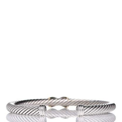 David Yurman Sterling Silver 14K Yellow Gold 5mm X Station Cable Bracelet 3 of 5
