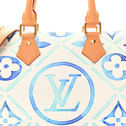 Louis Vuitton Monogram Tiles By The Pool Speedy Bandouliere 25 Lagoon Blue 6 of 9
