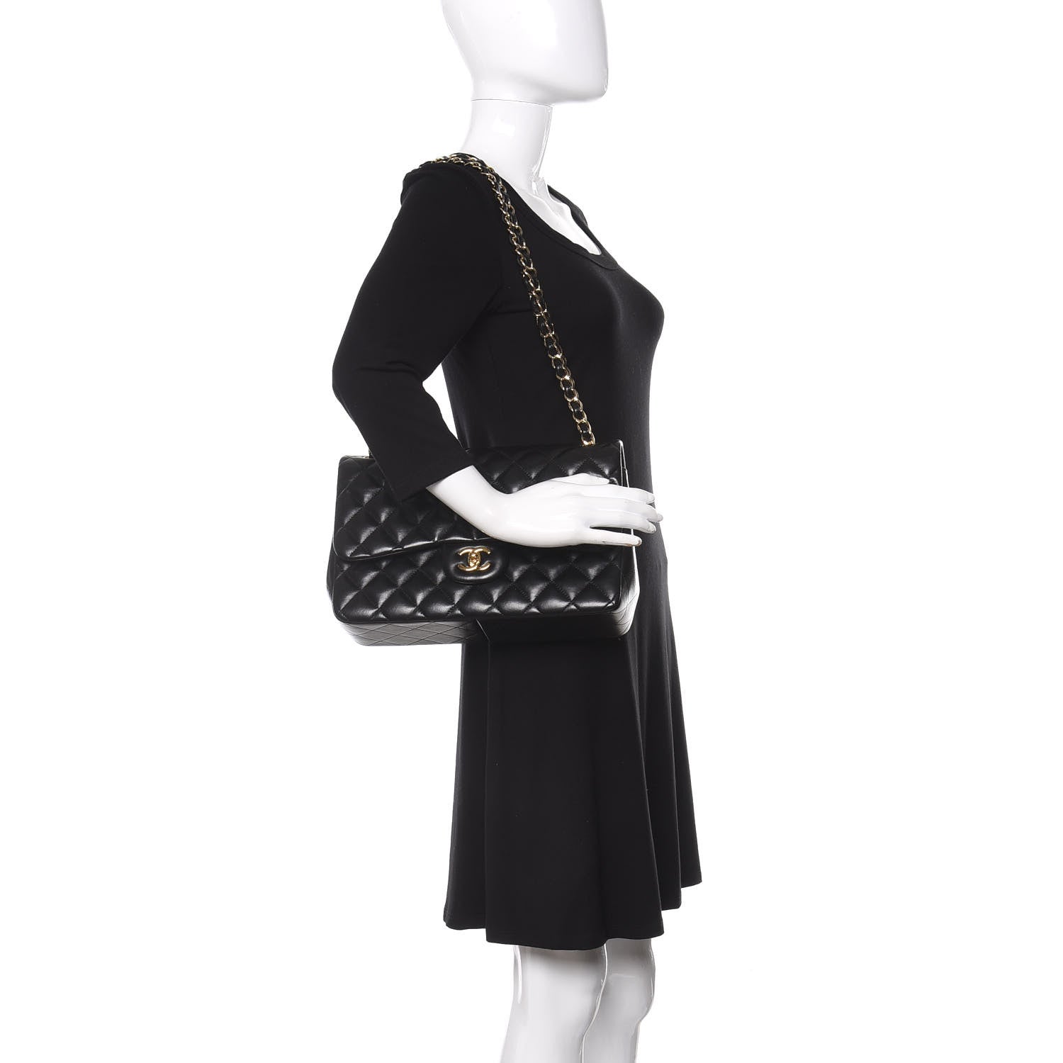 Chanel Lambskin Quilted Jumbo Double Flap Black 2 of 12
