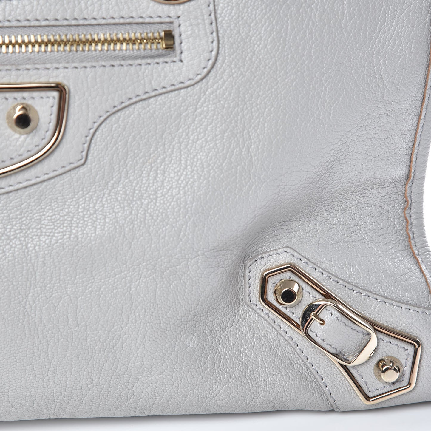 Chevre Gold Metallic Edge Hardware City Gris Perle
