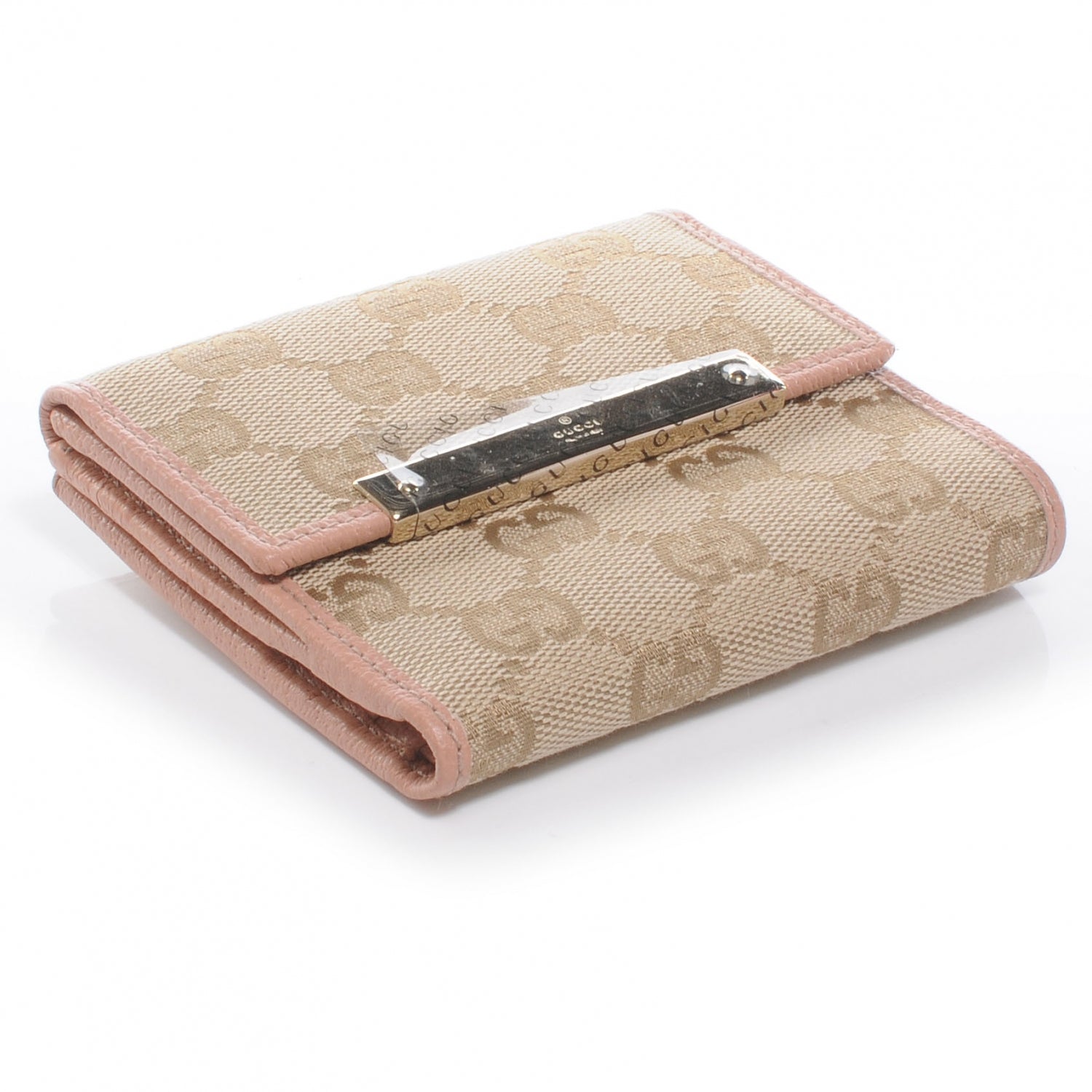 Gucci Monogram Metal Bar French Flap Wallet Pink 4 of 7