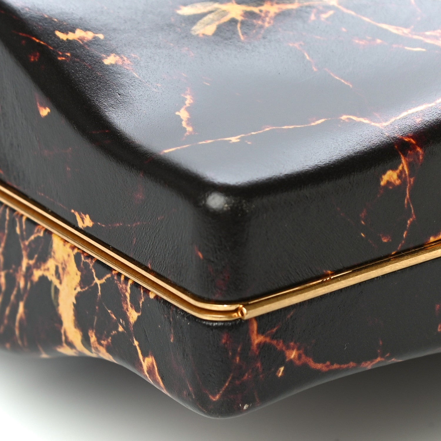 Bottega Veneta Spazzolato Calfskin Chain Clutch Gold Marble 8 of 9
